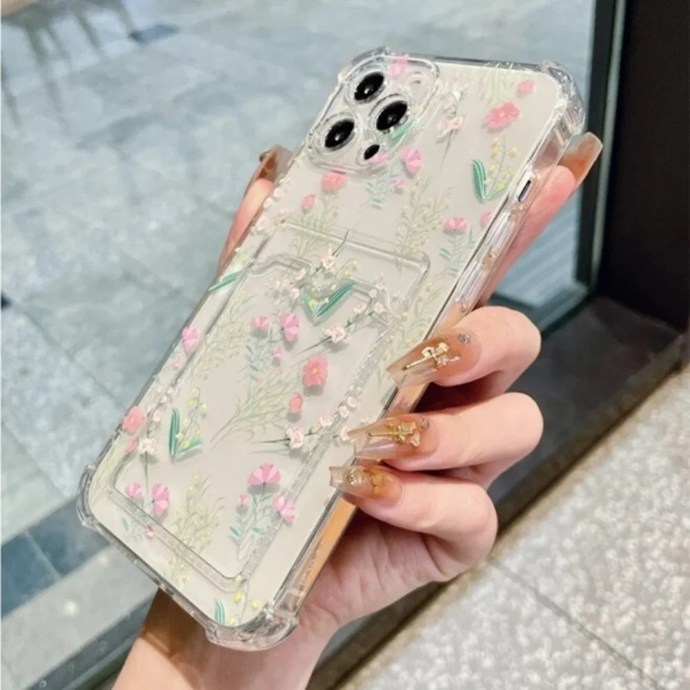⚠️Clearance🌟iPhone 14/Pro/Pro Max Floral Phone Case With Card Holder - Picture 2 of 4